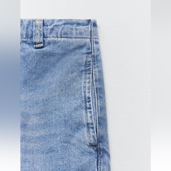 Zara ZW MID-RISE CHINO JEANS. Blue. Size US 0. New with Tags. - Picture 4 of 8